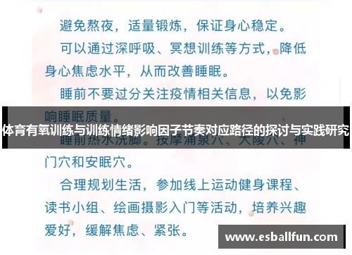 体育有氧训练与训练情绪影响因子节奏对应路径的探讨与实践研究